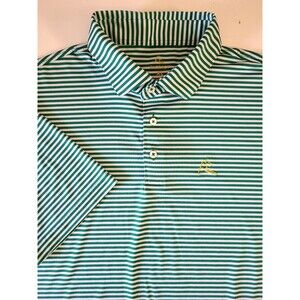 Rhoback Striped Short Sleeve Golf Polo Shirt XL Green White